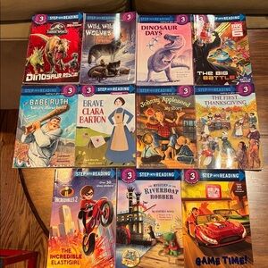 Step Into Reading 8 Book Set Step 3 Dinosaurs Disney Wolves Babe Ruth Barton